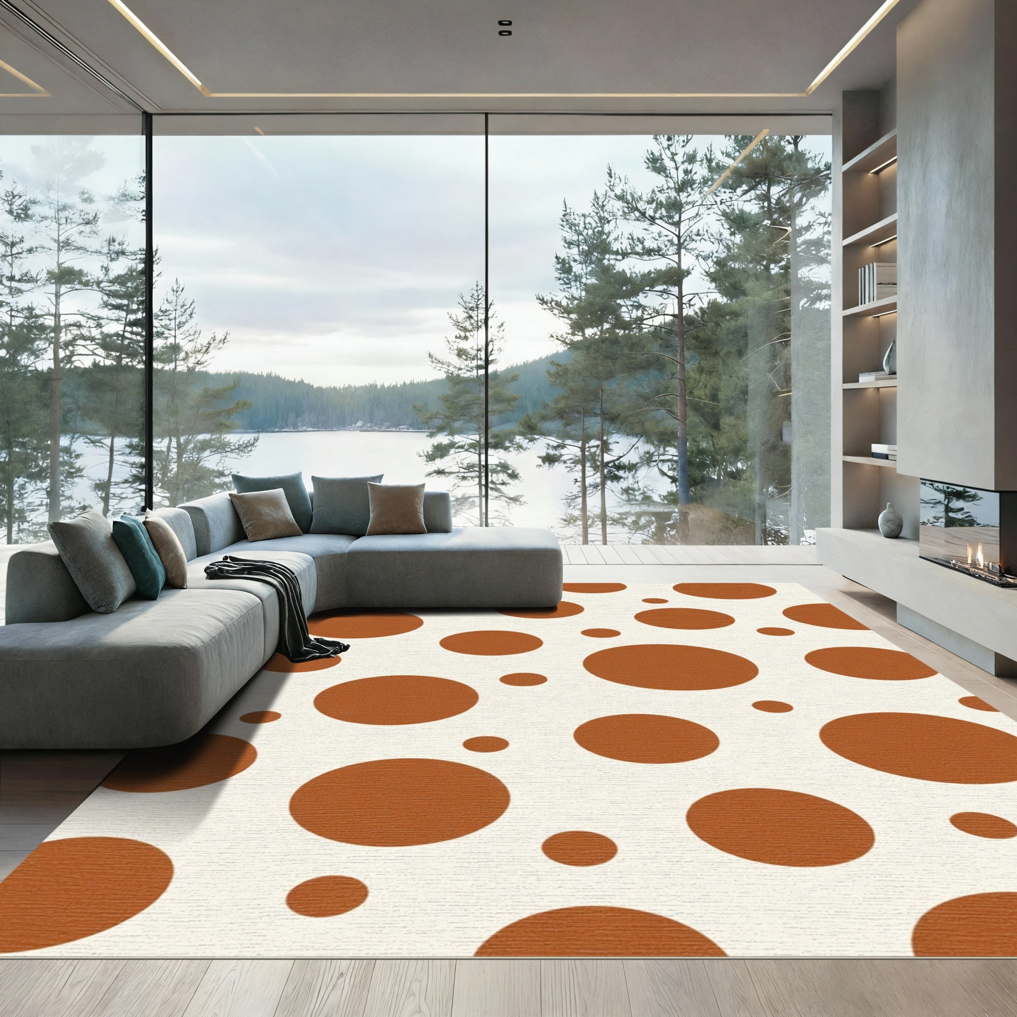Rustic Copper Polka Dot Pattern Rug