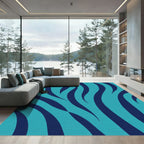 Ocean Blue Zebra Stripe Rug