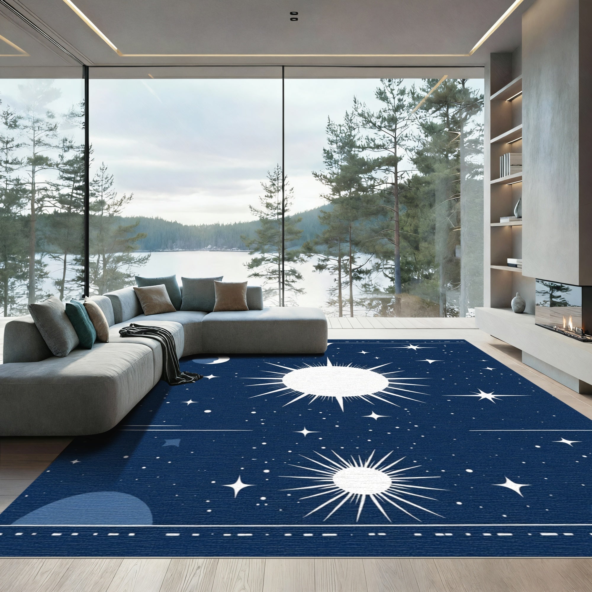 Celestial Sun Moon Stars Night Sky Rug