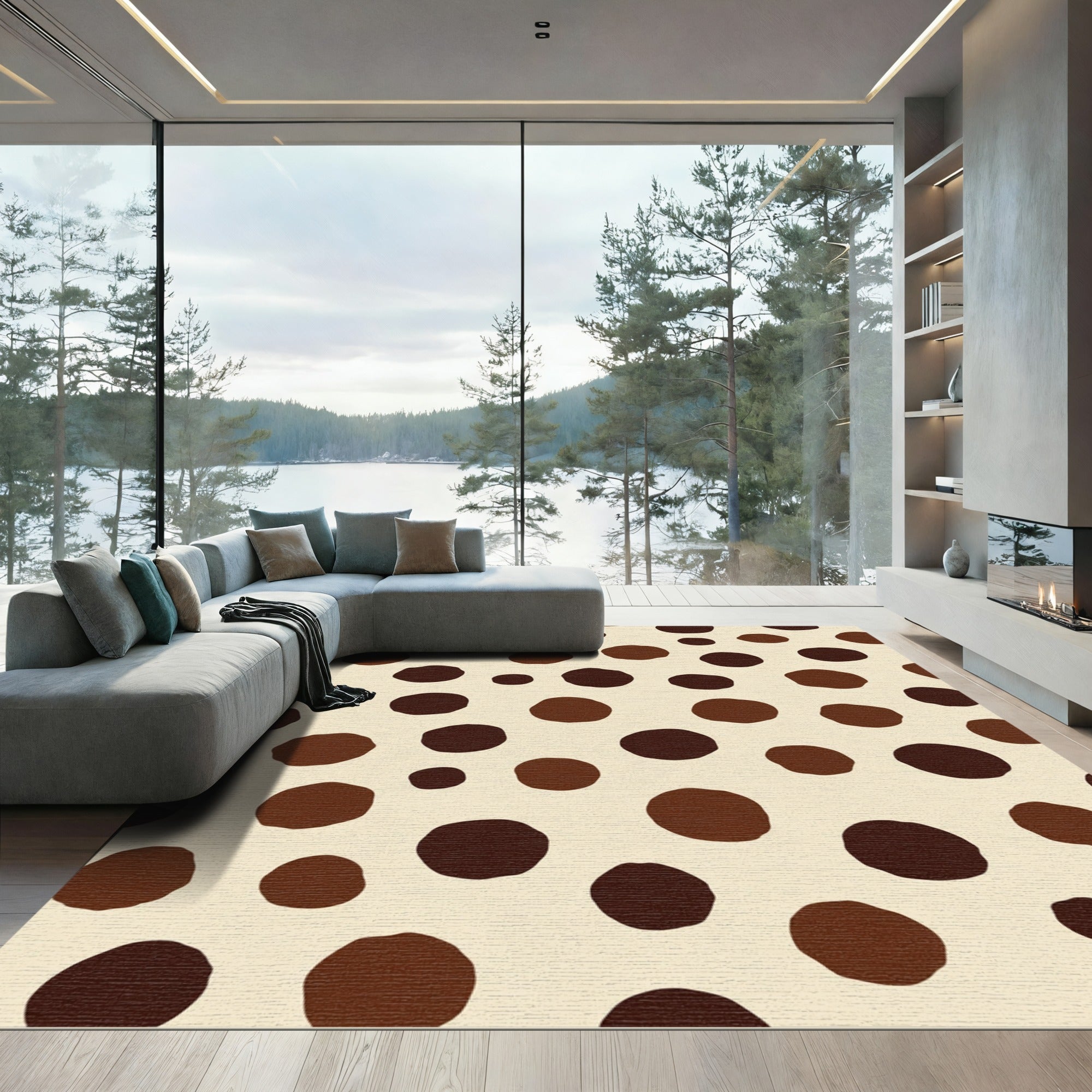 Chocolate Cream Polka Dot Delight Rug