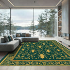 Emerald Gold Beetle Vine Art Rug