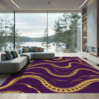 Golden Serpent Waves Plum Rug