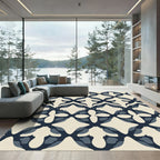 Indigo Blue Quatrefoil Lattice Rug