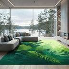 Lush Forest Green Fern Foliage Rug