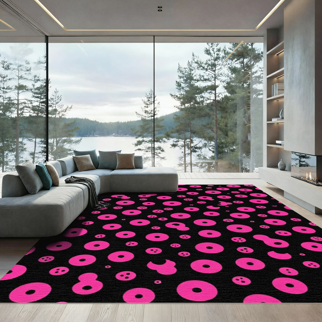 Hot Pink Circles Scatter Pattern Rug