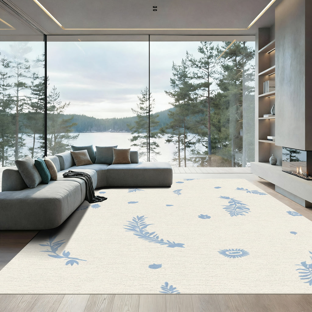 Pale Blue Botanical Sprinkle Rug