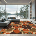 Terracotta Tan Abstract Organic Shapes Rug
