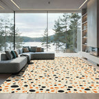 Cream Black Orange Speckled terrazzo Rug