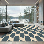 Deep Teal Abstract Lattice Rug