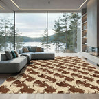 Textured Brown Abstract Organic Flow Rug