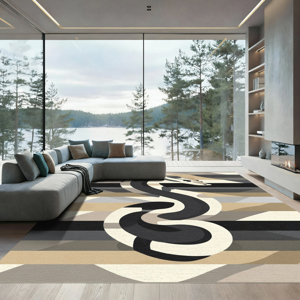 Monochromatic Snake Geometric Abstract Rug