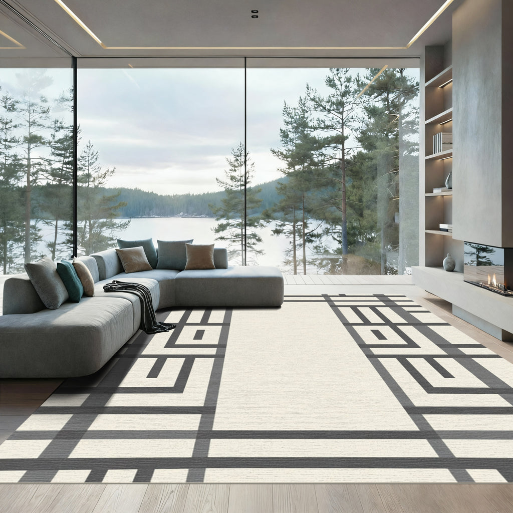 Abstract Grid Linear Composition Rug