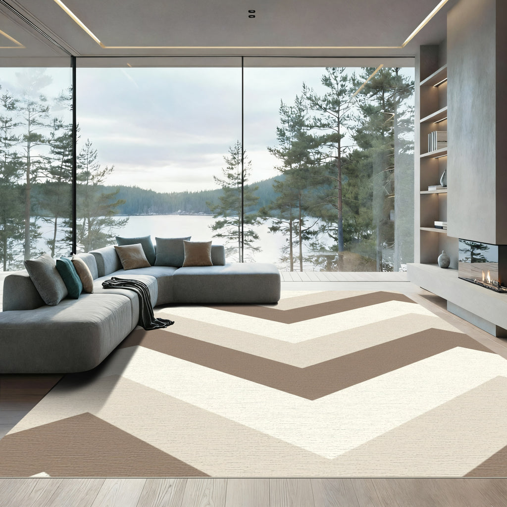 Earthy Tones Striped Chevron Rug
