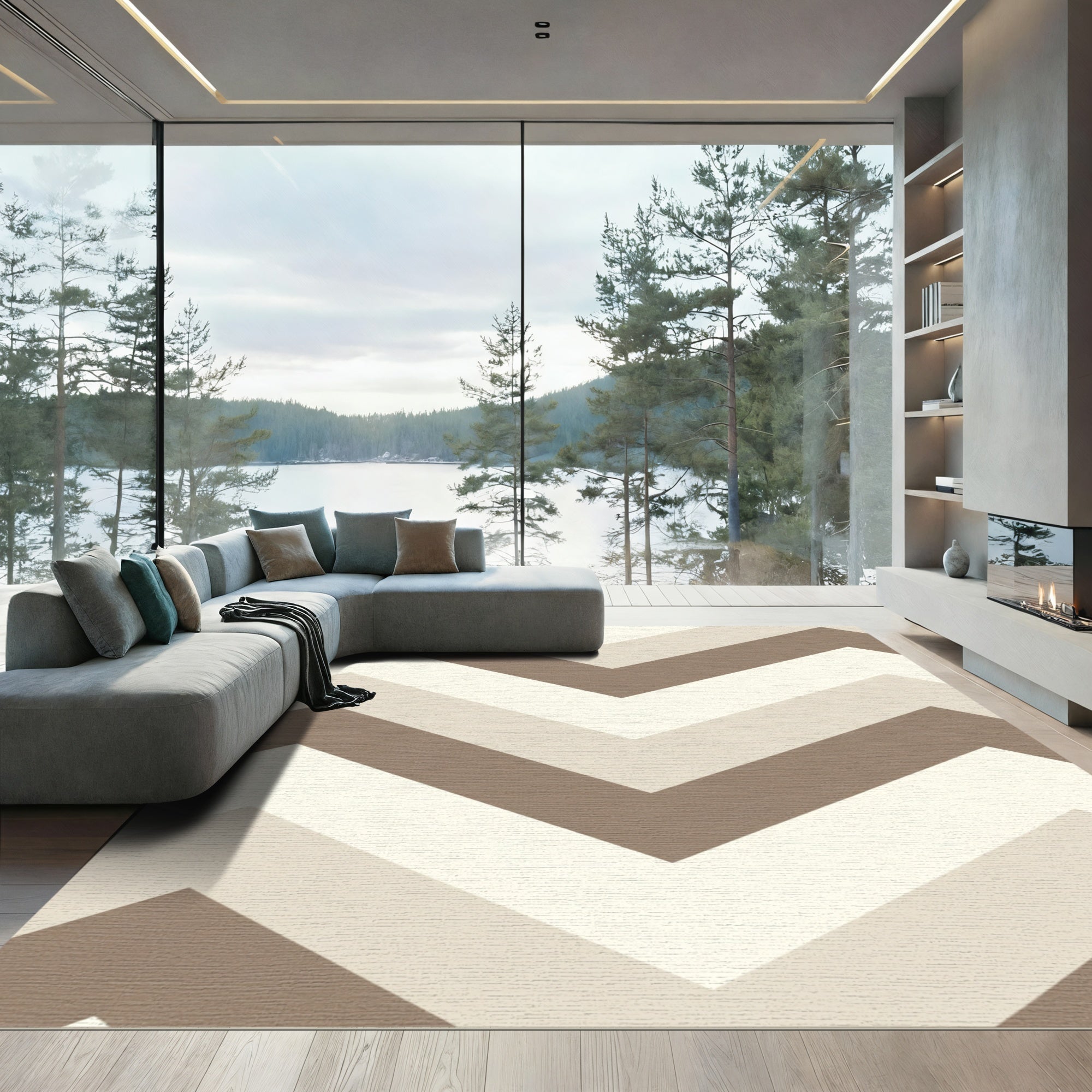 Earthy Tones Striped Chevron Rug