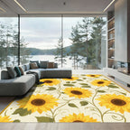 Vibrant Yellow Sunflower Vine Garden Rug