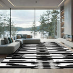 Bold Black White Geometric Lattice Rug