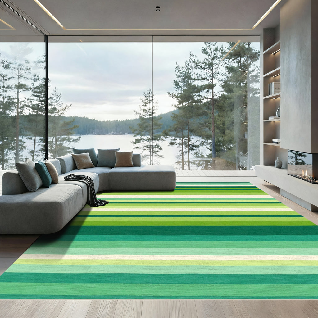 Emerald Green Horizontal Stripe Rug