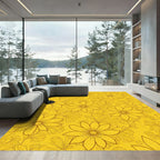Golden Yellow Floral Outline Rug