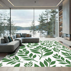 Vibrant Deep Green Leafy Branches Rug