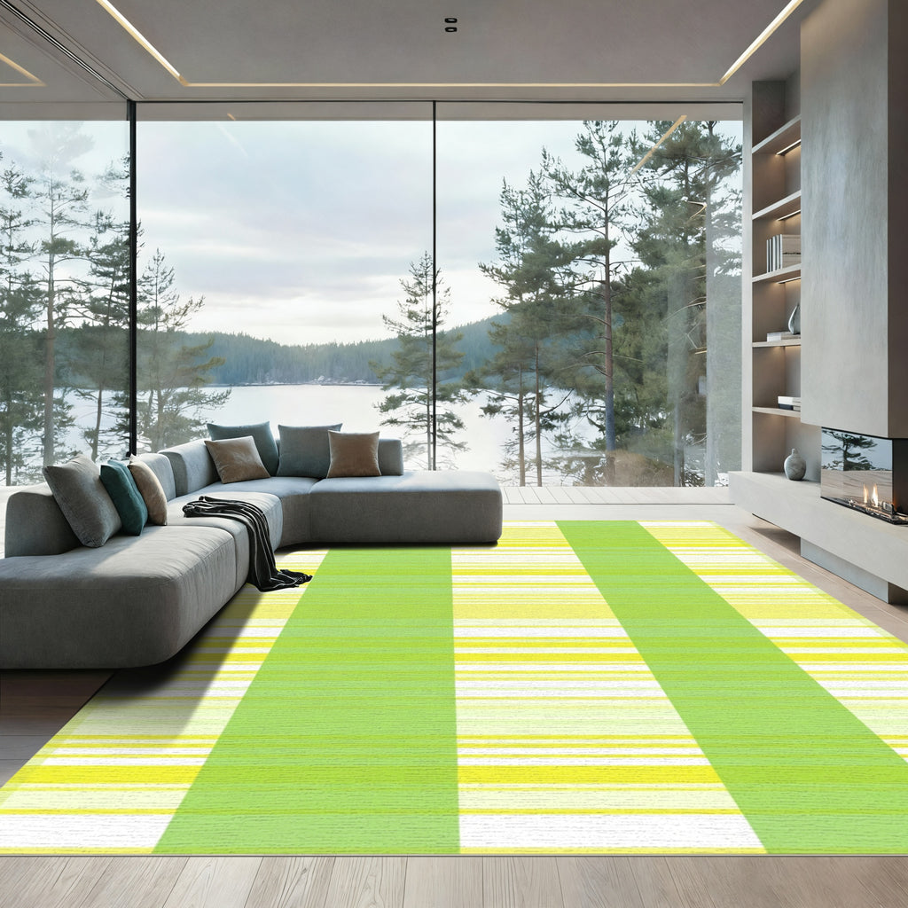 Lime Green Yellow Plaid Stripes Rug