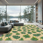 Green Leafy Branch Background Rug
