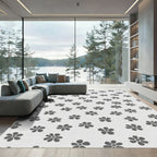 Gray Daisy Scatter Accent Rug