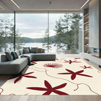 Deep Red Starfish Organic Cream Accent Rug