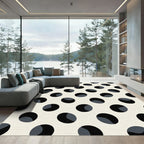 Classic Black White Polka Dot Circles Rug