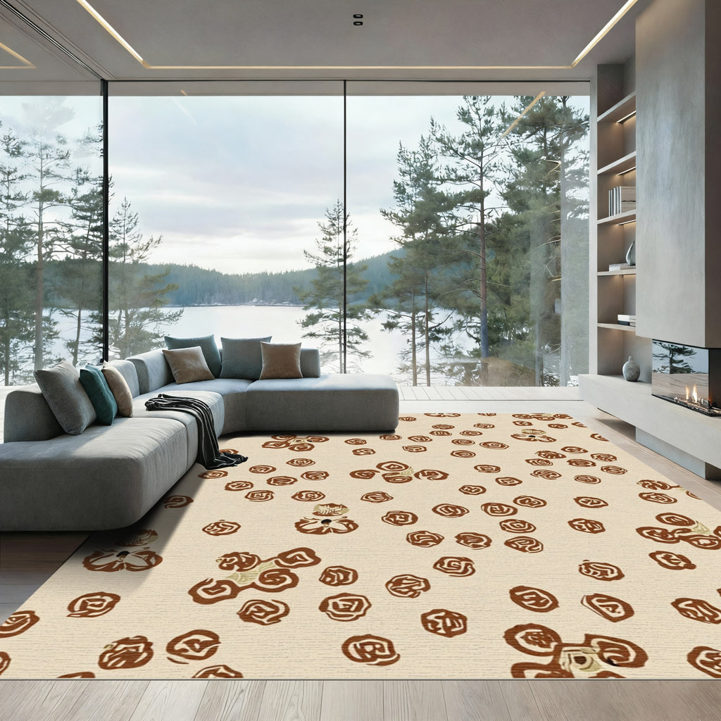 Brown Organic Sprig Scatter Rug
