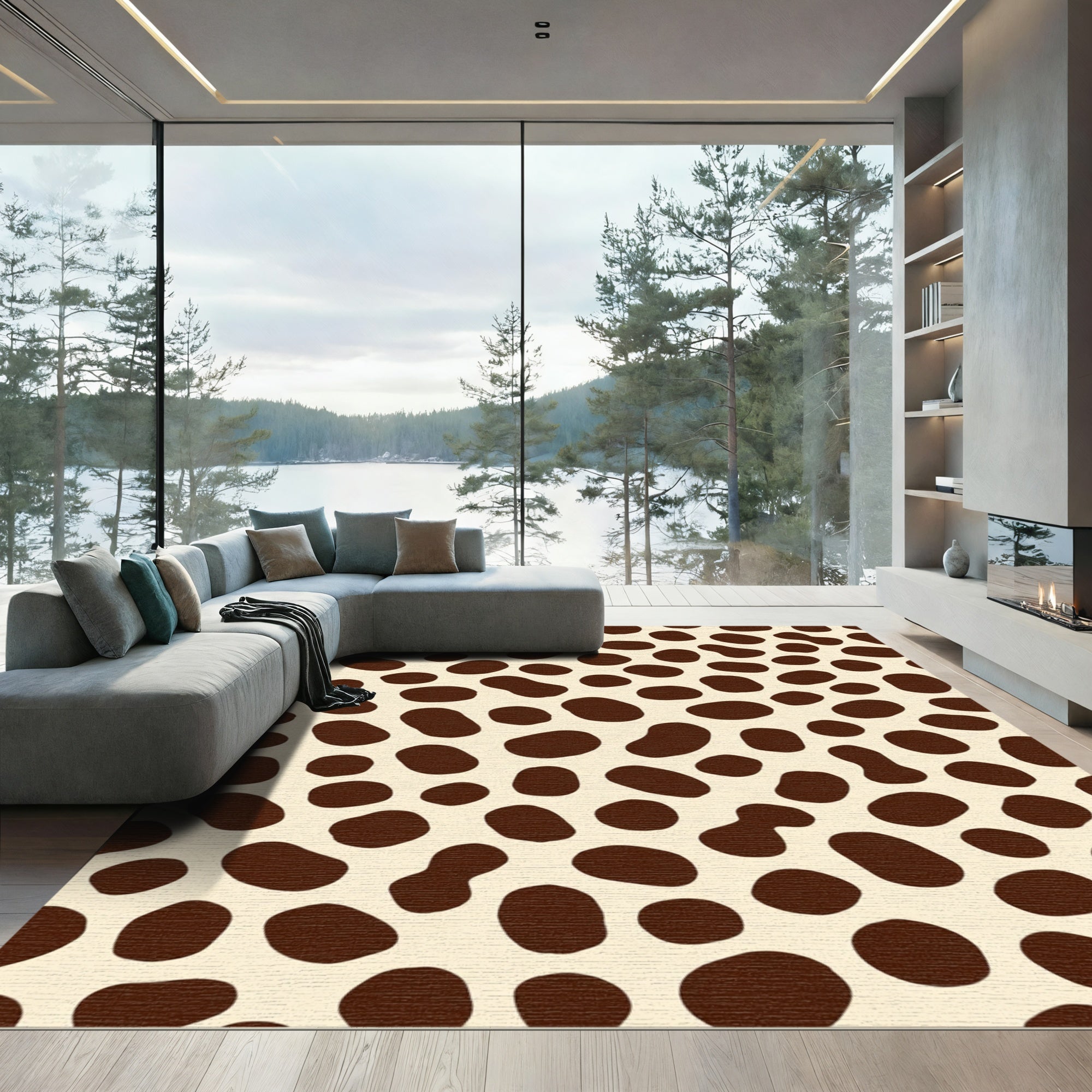 Ivory Brown Irregular Spots Rug