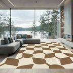 Brown Geometric Link Cream Rug