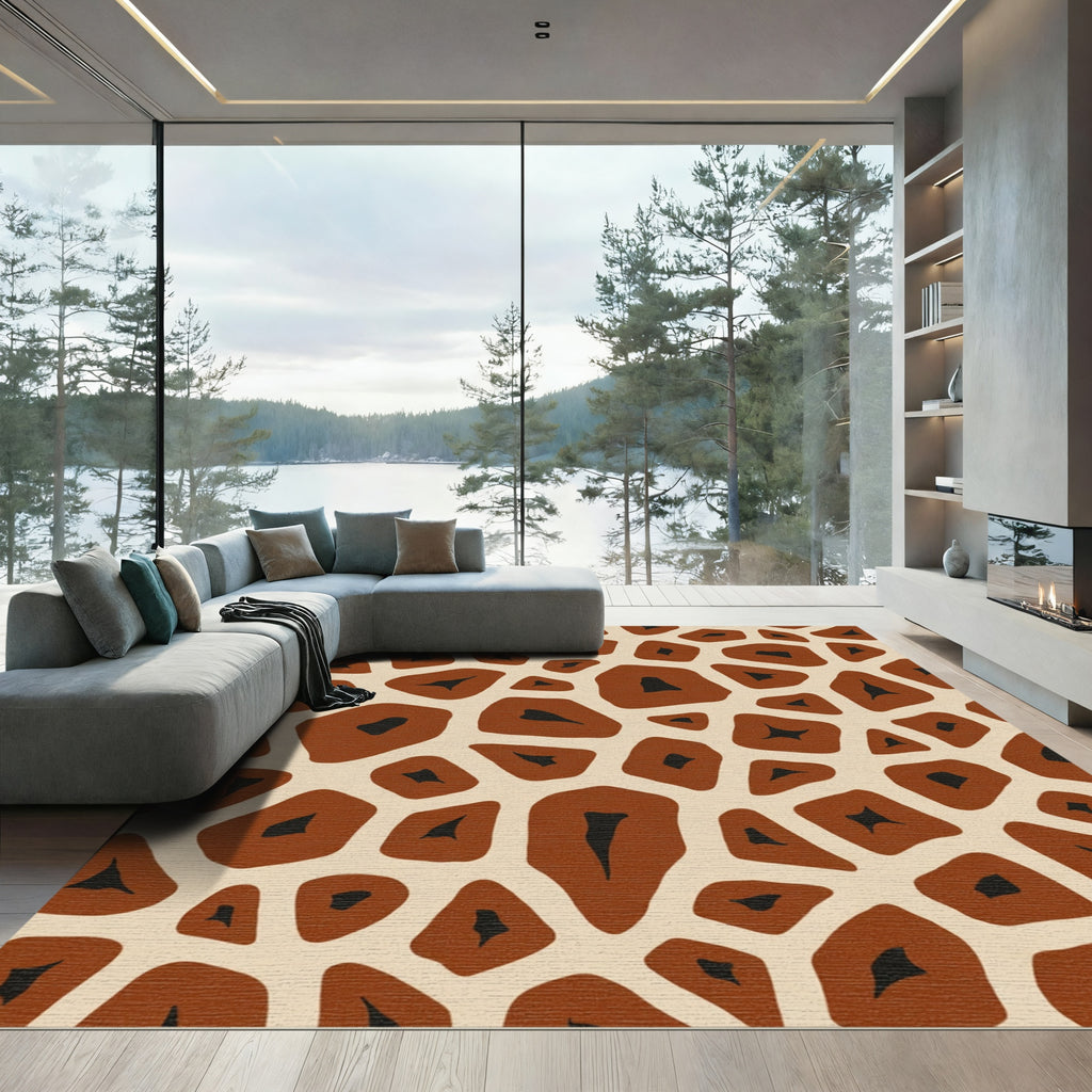 Brown Tan Spotted Animal Skin Rug