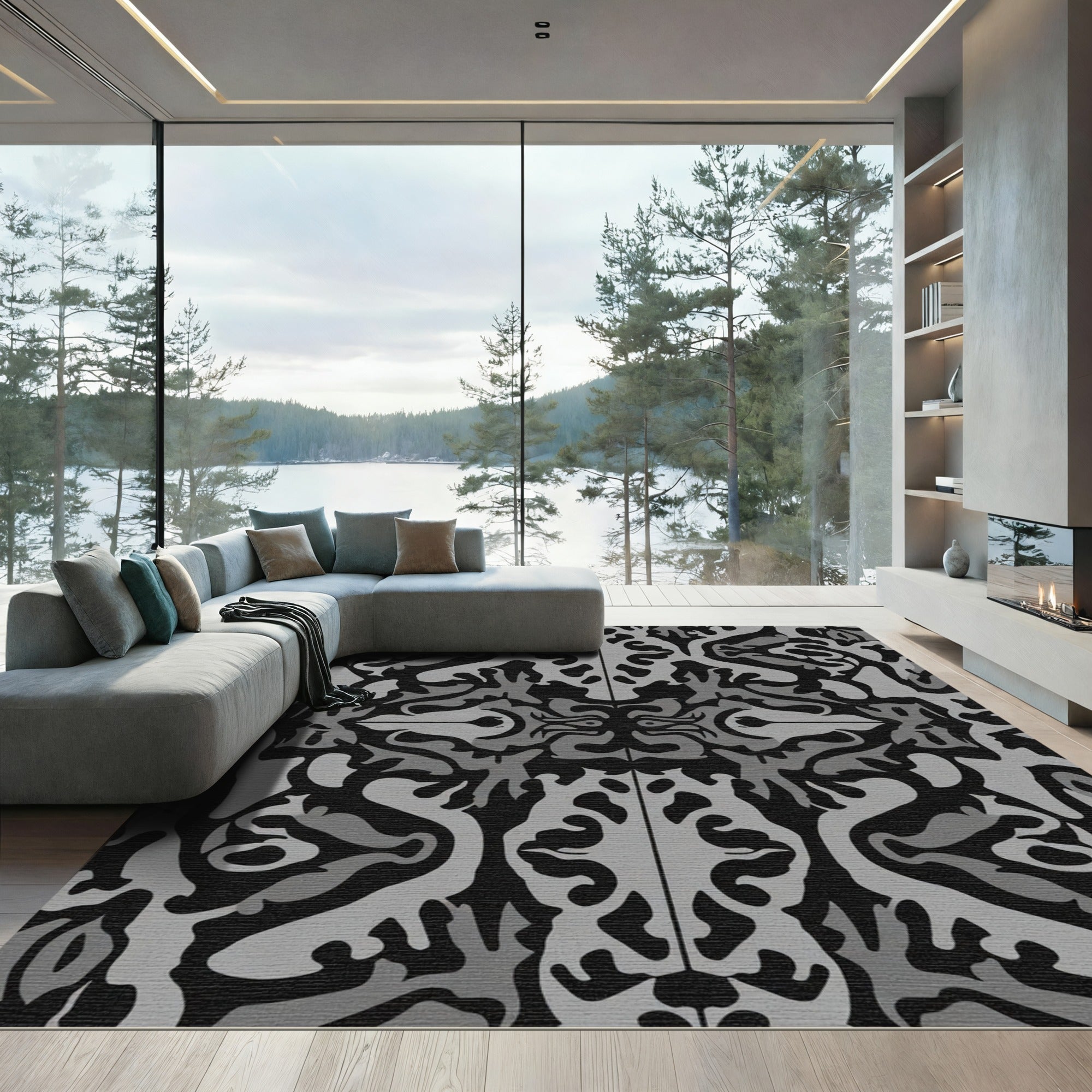 Abstract Monochrome Organic Form Rug