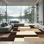 Modern Geometric Blocks Earth Tones Rug