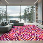 Vibrant Pink Diamond Geometric Overlay Rug