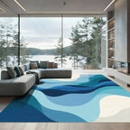 Wavy Blues Abstract Layered Flow Rug