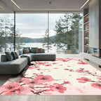 Pink Cherry Blossom Butterflies Branch Rug
