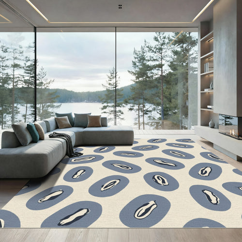 Blue Abstract Oval Shapes Rug