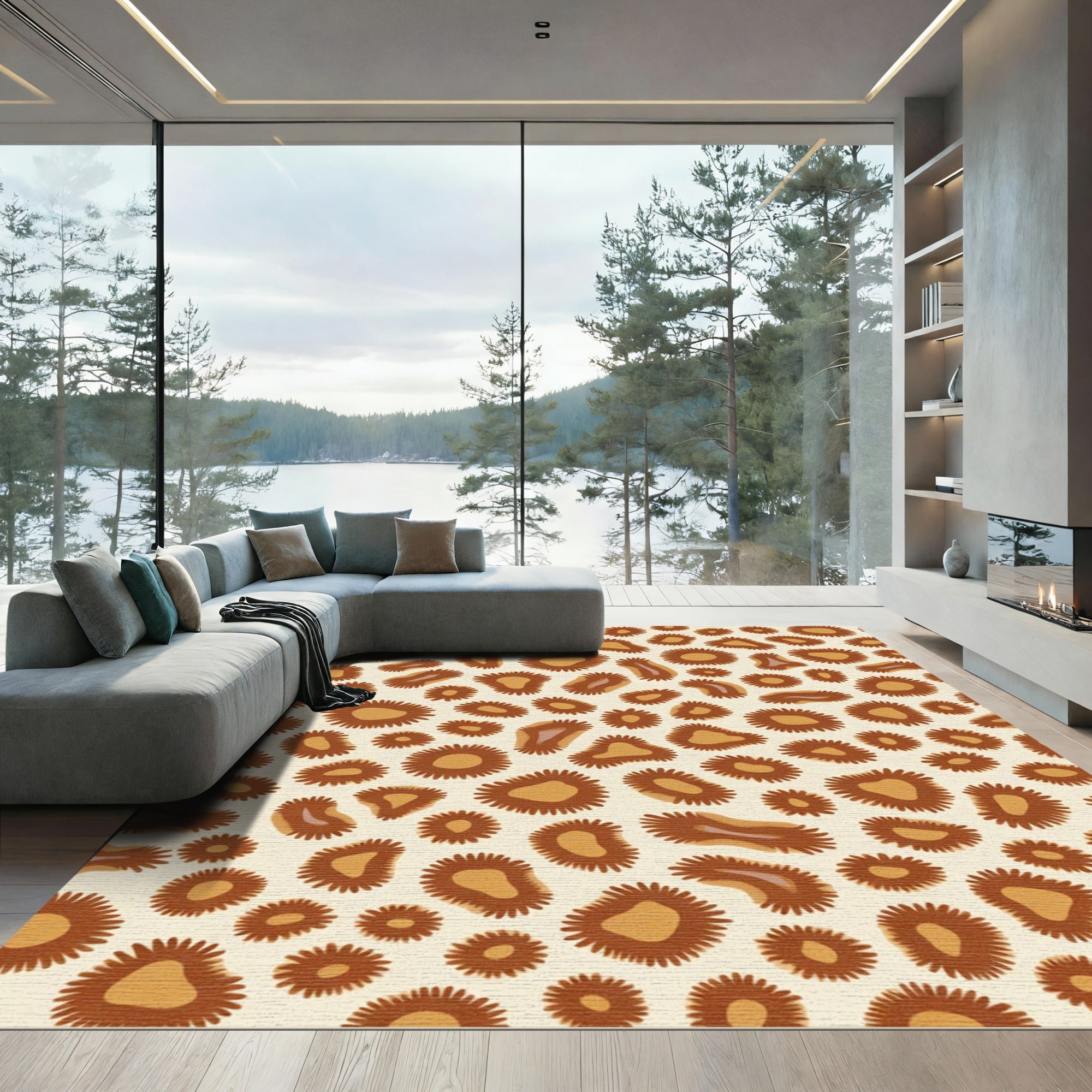 Brown Leopard Spots Repeating Graphic Rug