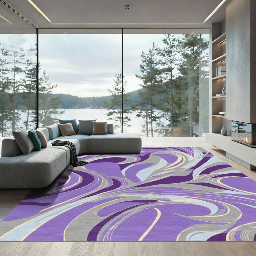 Vibrant Purple Swirl Abstract Rug