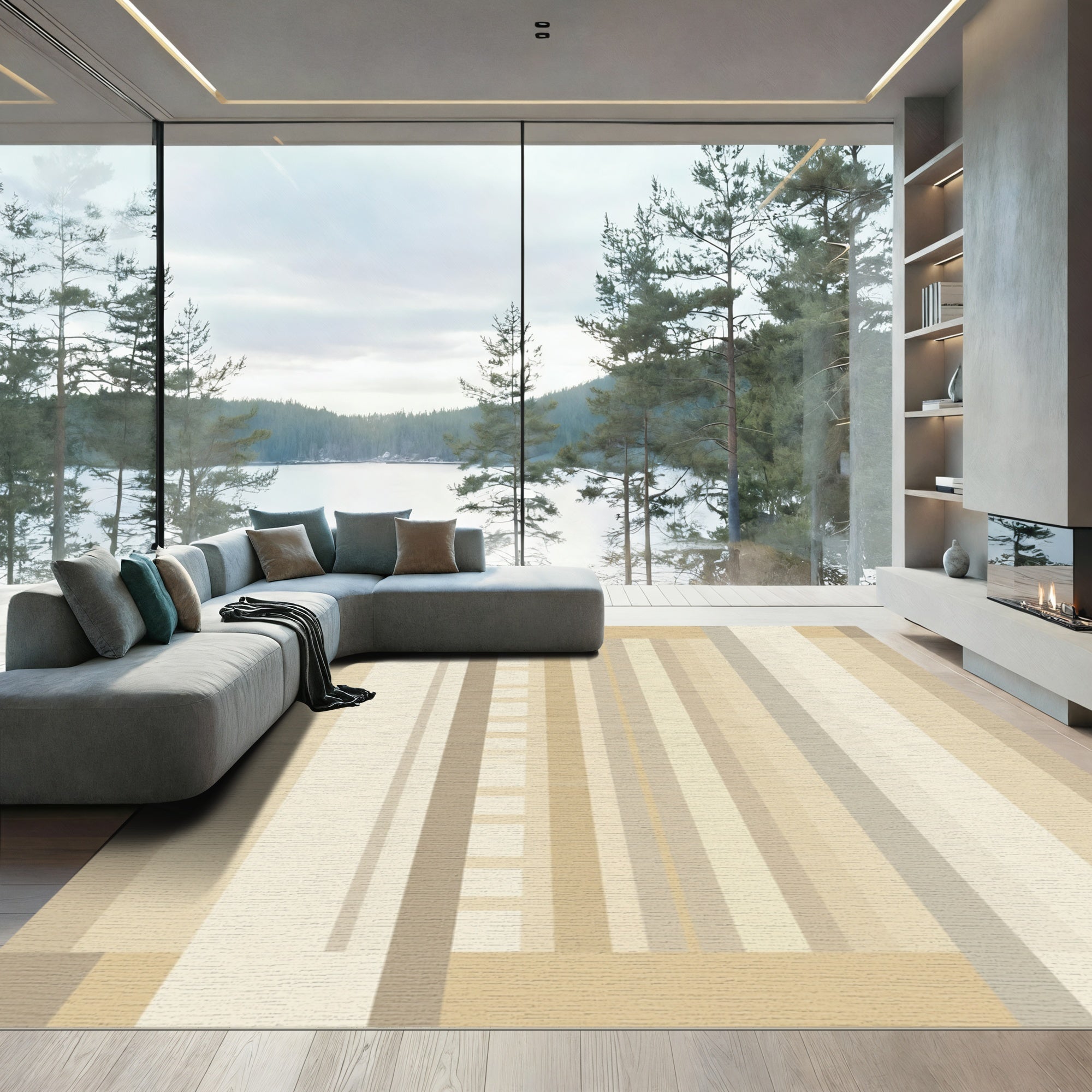 Earthy Tones Vertical Stripe Composition Rug