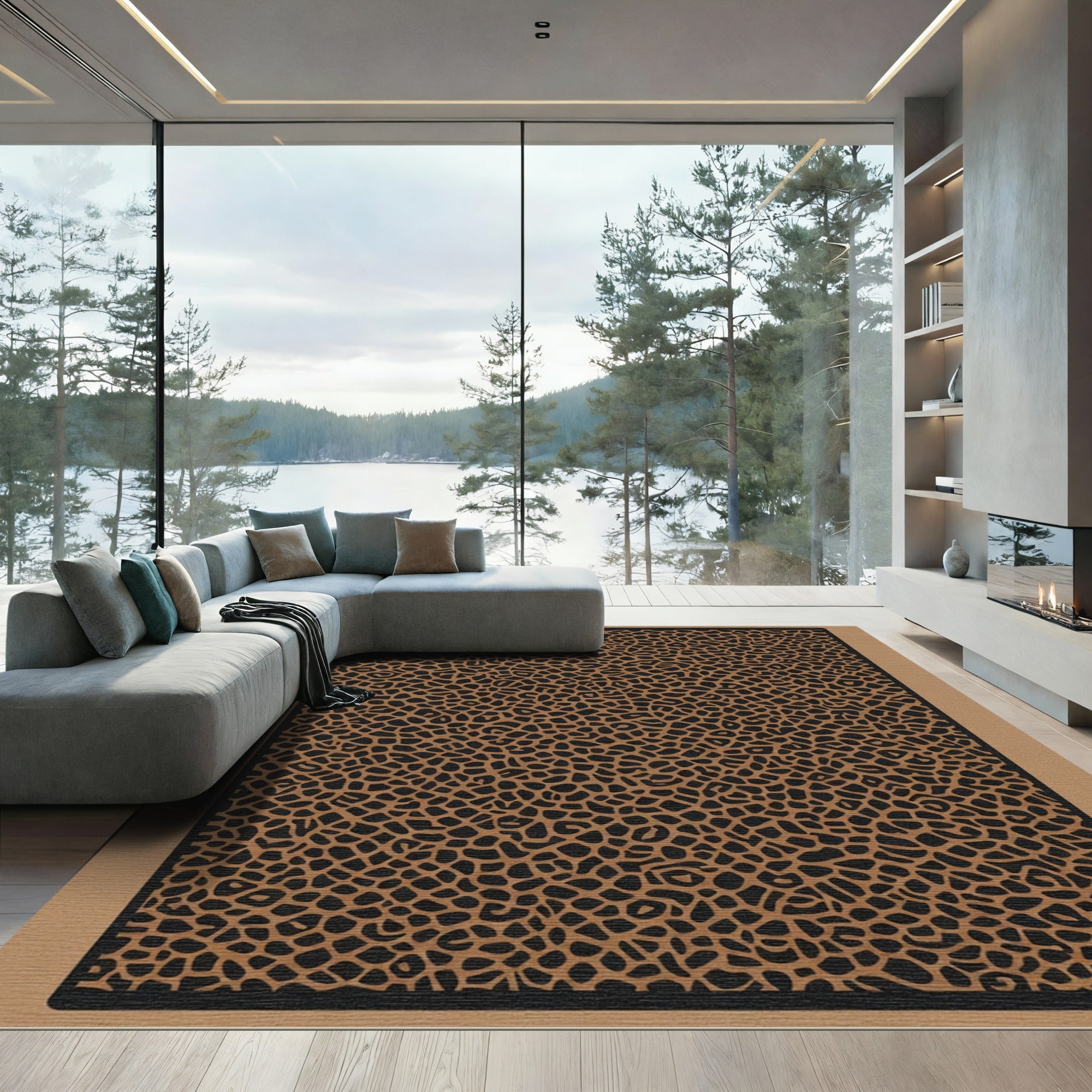 Brown Black Animal Spot Rug