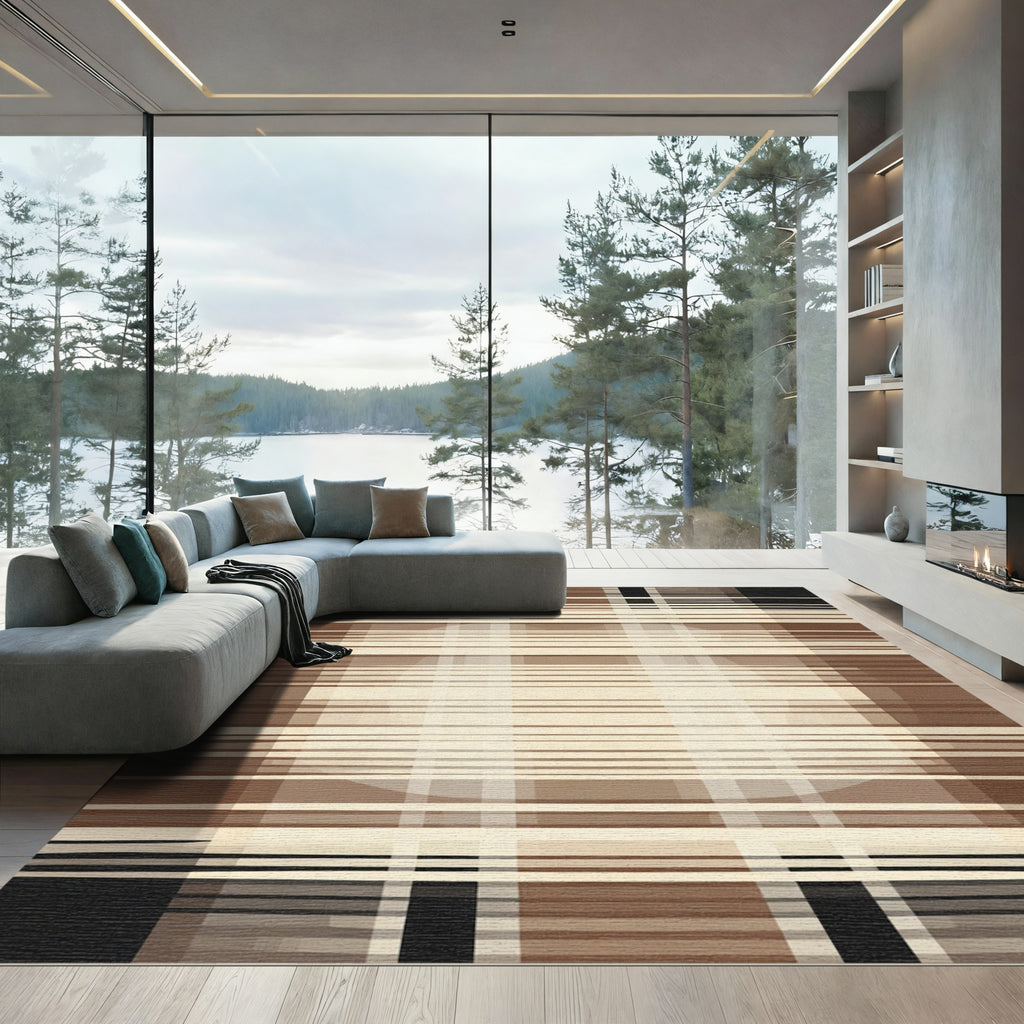 Earthy Wide Stripe Intersecting Rug
