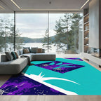 Teal Purple Jagged Diamond Overlay Rug