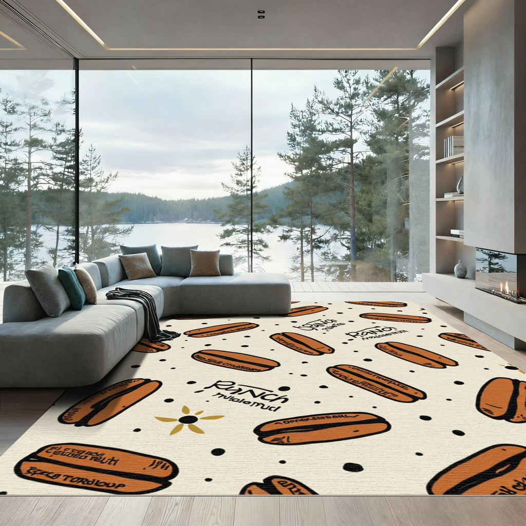 Hot Dog Black Dot Cream Rug