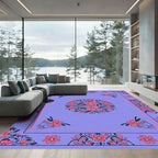 Crimson Pink Floral Garden Medallion Rug
