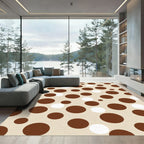 Chocolate Cream Polka Dot Circles Rug