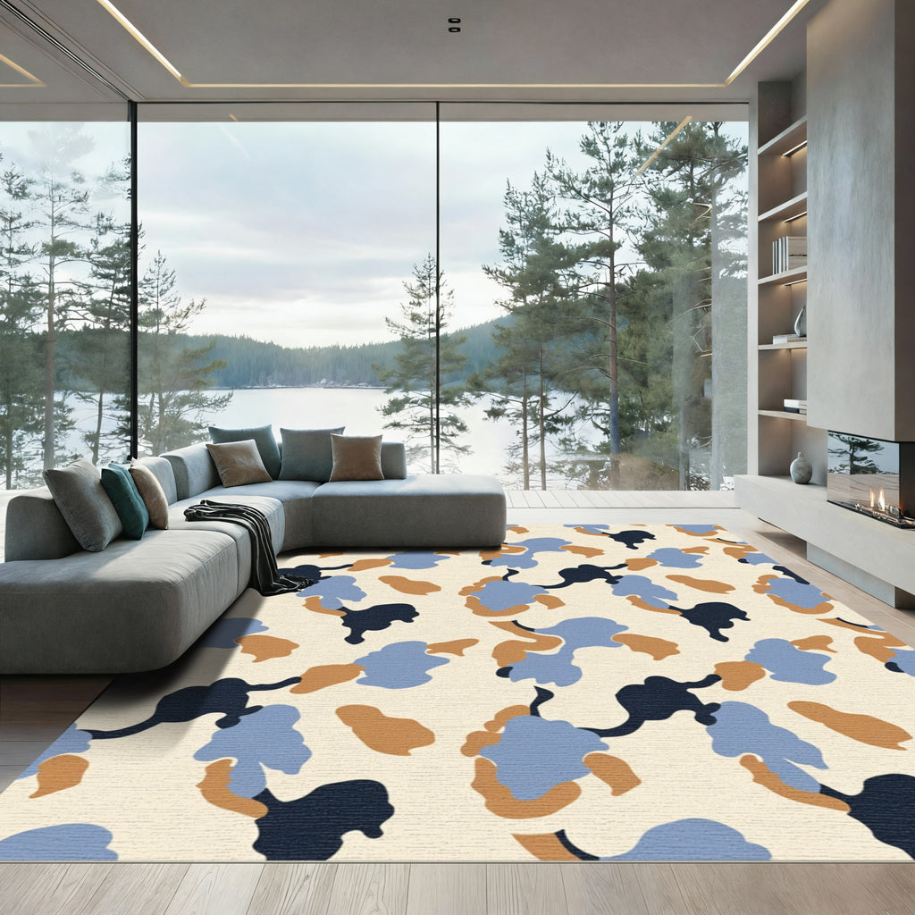 Woodland Camouflage Shapes Rug