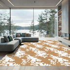 Brown and White Abstract Floral Repeat Rug