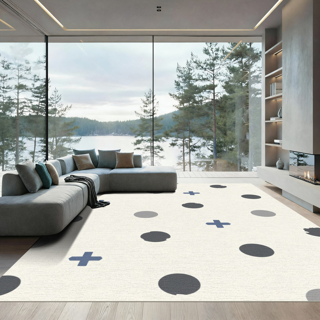 Circles and Crosses Cream Scatter Rug